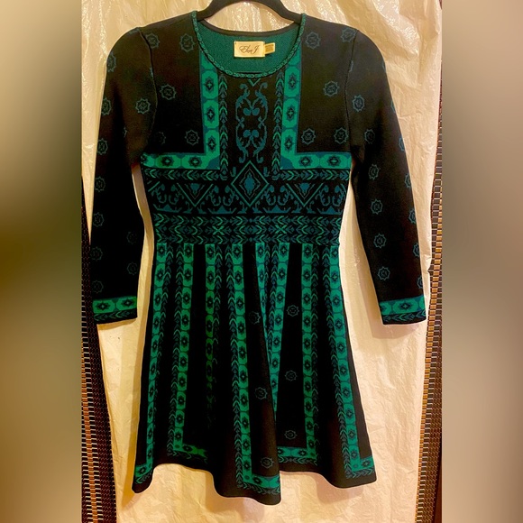 Eliza J. Petite XS Long Sleeve Multicolored Print Baby Doll Mini Dress - Picture 1 of 4